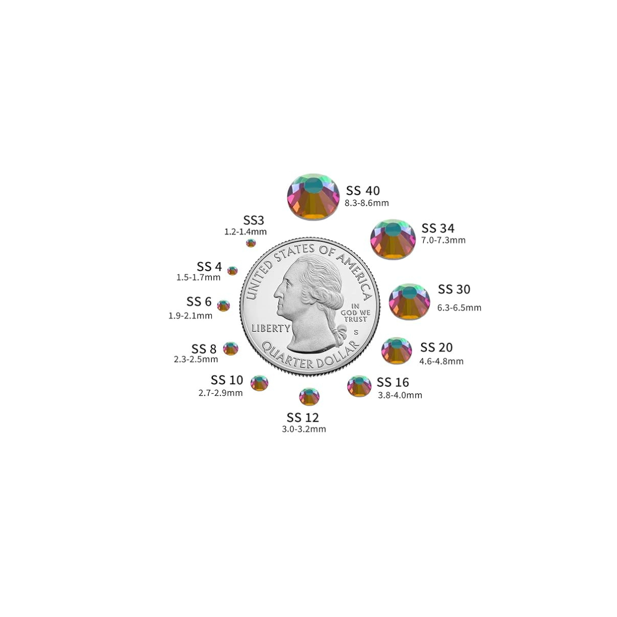 Cristal Pedrería Hotfix Rhinestone Ss10 2.9mm 100 Gr 9000 Pz - Peletería León