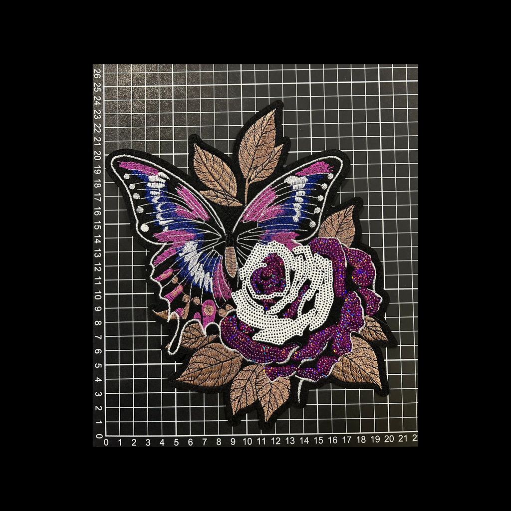 Parche Bordado Termoadhesivo Corazón Mariposa Flores 1 PZ A41 Ariel