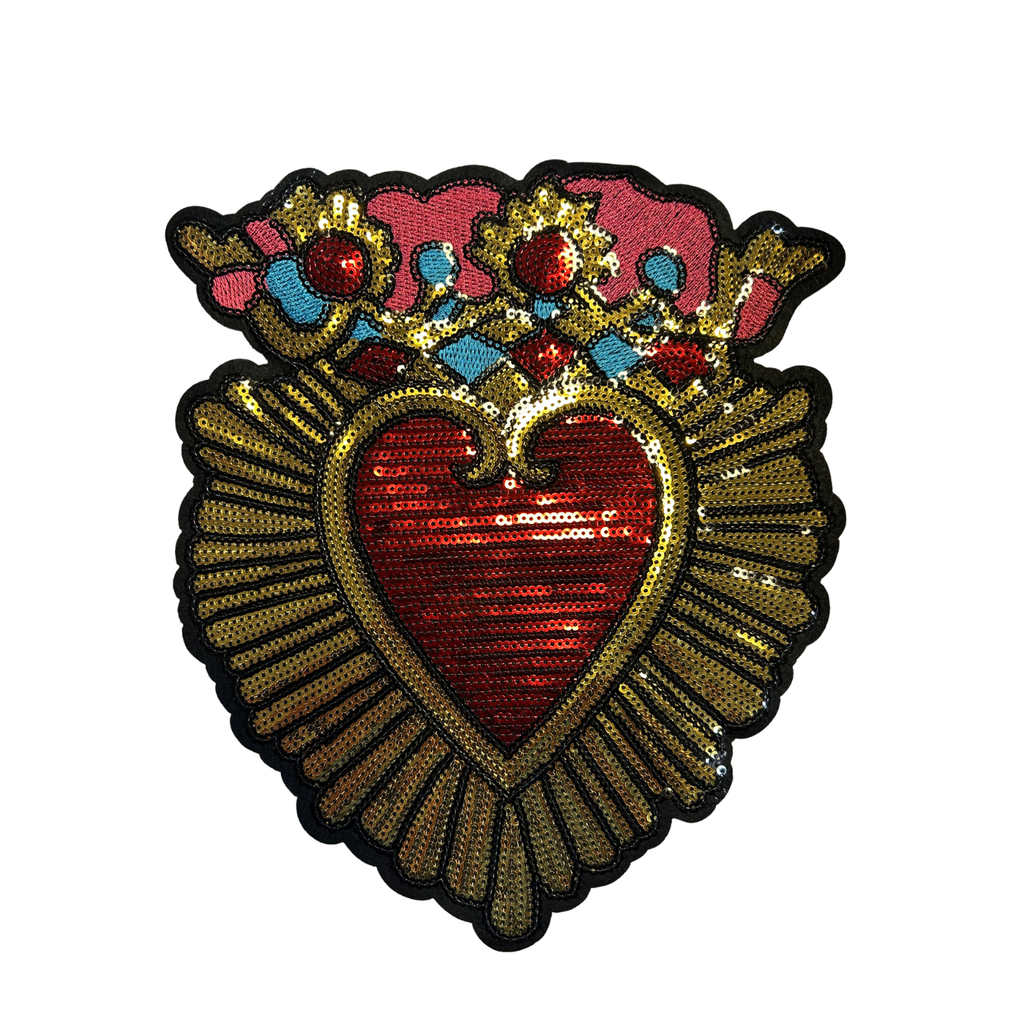 Parche Bordado Artesanal Lentejuela Termoadhesivo Corazón 1 PZ A55 Ariel