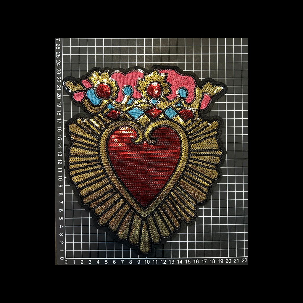 Parche Bordado Artesanal Lentejuela Termoadhesivo Corazón 1 PZ A55 Ariel