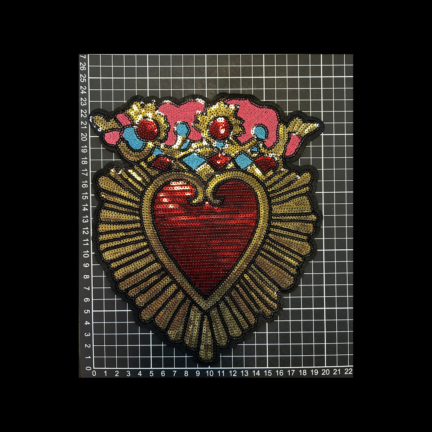 Parche Bordado Artesanal Lentejuela Termoadhesivo Corazón 1 PZ A55 Ariel