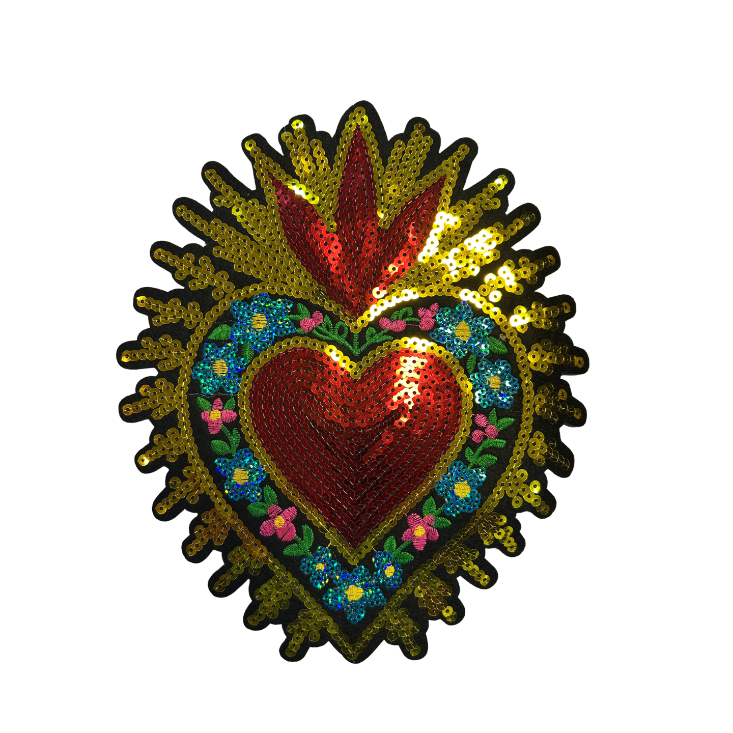 Parche Bordado Artesanal Lentejuela Termoadhesivo Corazón 1 PZ A56 Ariel