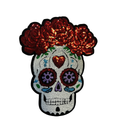 Parche Bordado Artesanal Termoadhesivo Calavera con Flores 1 PZ A59 Ariel