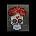 Parche Bordado Artesanal Termoadhesivo Calavera con Flores 1 PZ A59 Ariel
