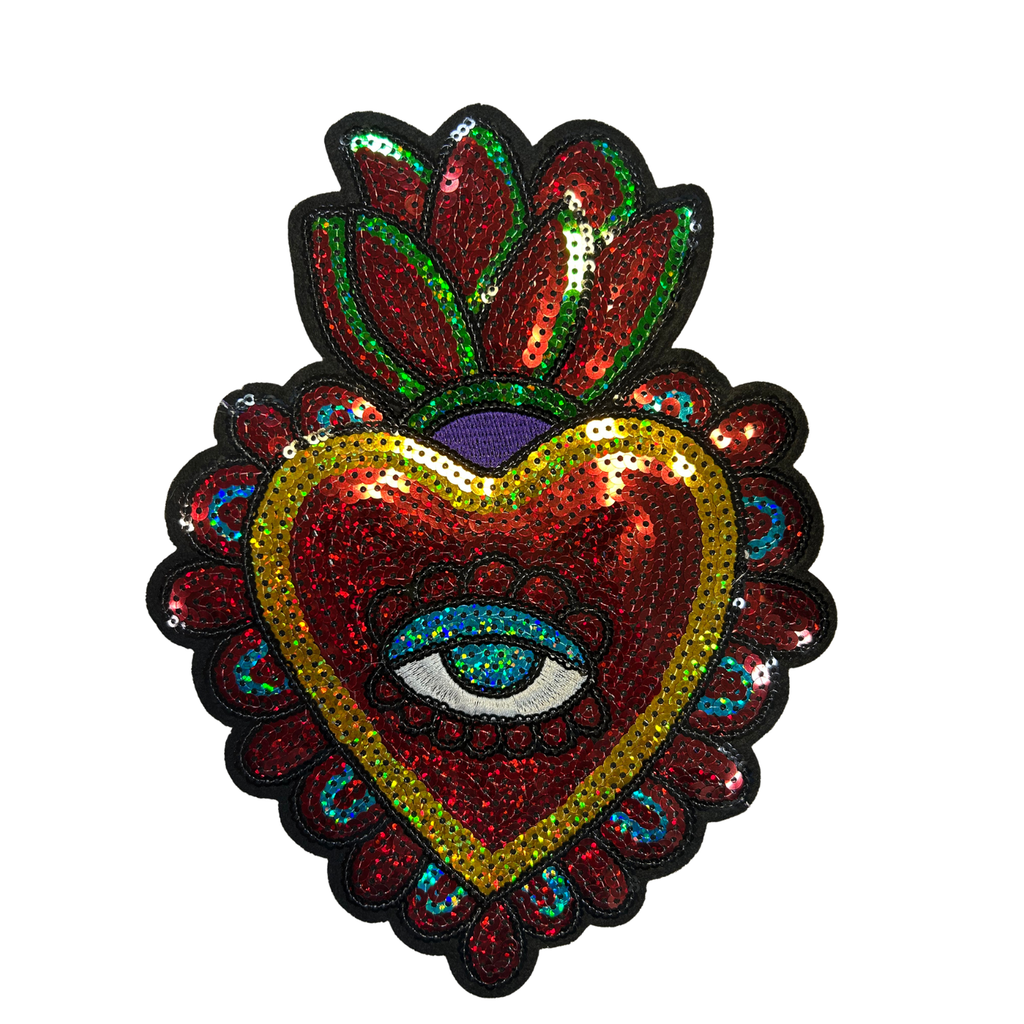 Parche Bordado Artesanal Termoadhesivo Corazón 1 PZ A61 Ariel