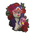 Parche Bordado Lentejuela Artesanal Termoadhesivo Catrina Flores 1 PZ A9 Ariel