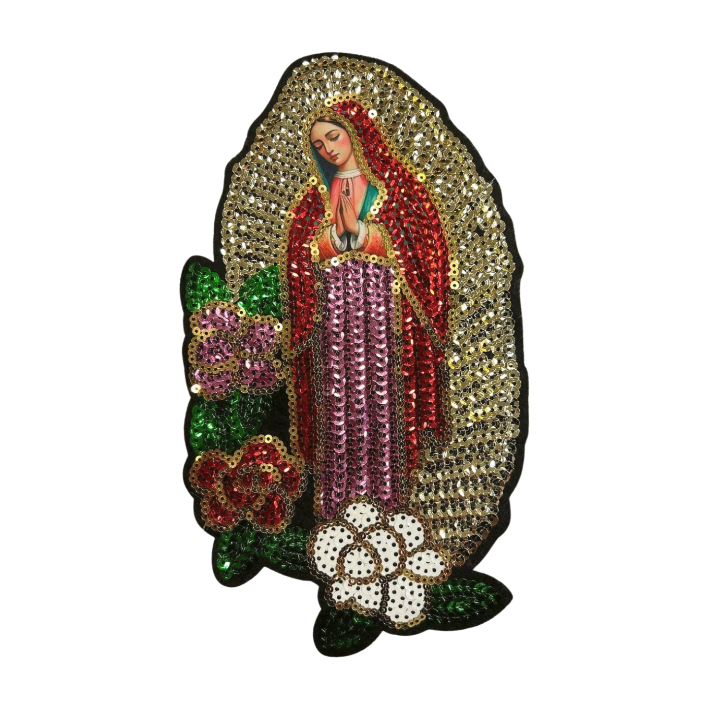 Parche Bordado Lentejuela Termoadhesivo Virgen Guadalupe 1 PZ B32 - Peletería León