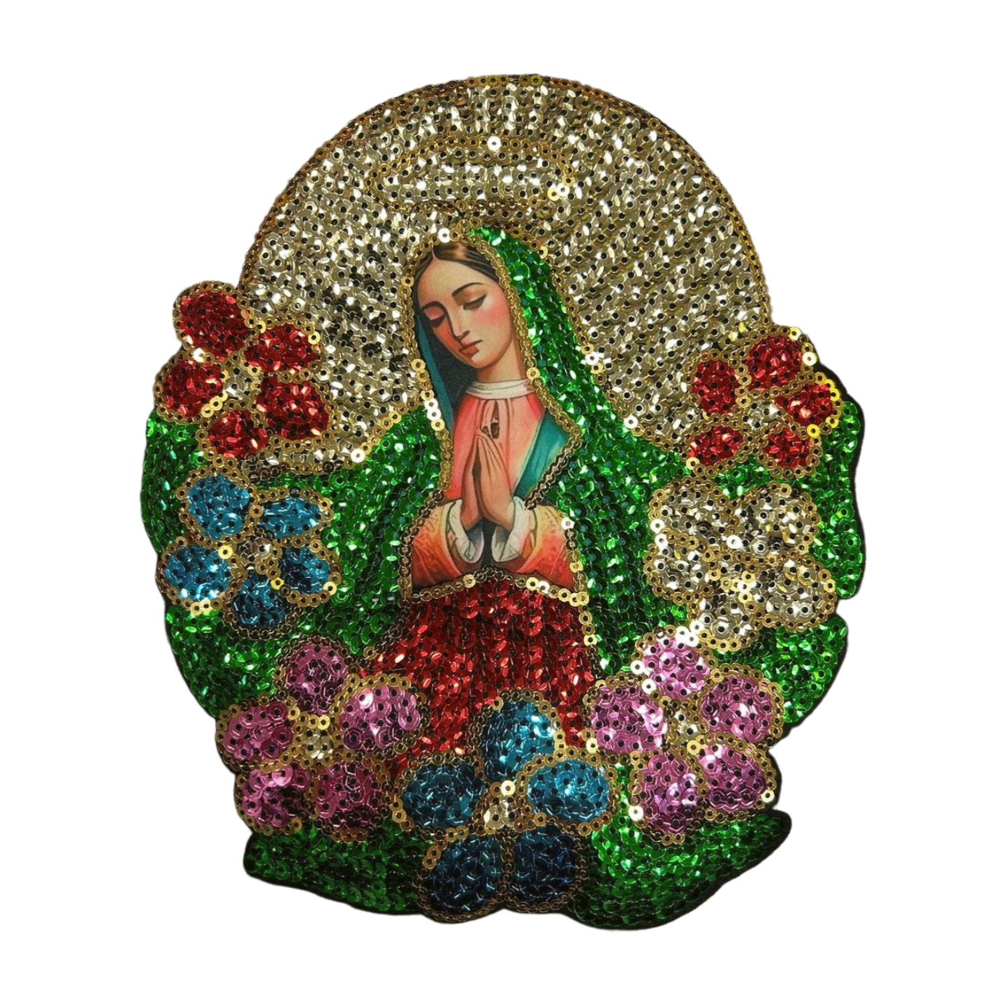 Parche Bordado Lentejuela Termoadhesivo Virgen Guadalupe 1 PZ B38 - Peletería León