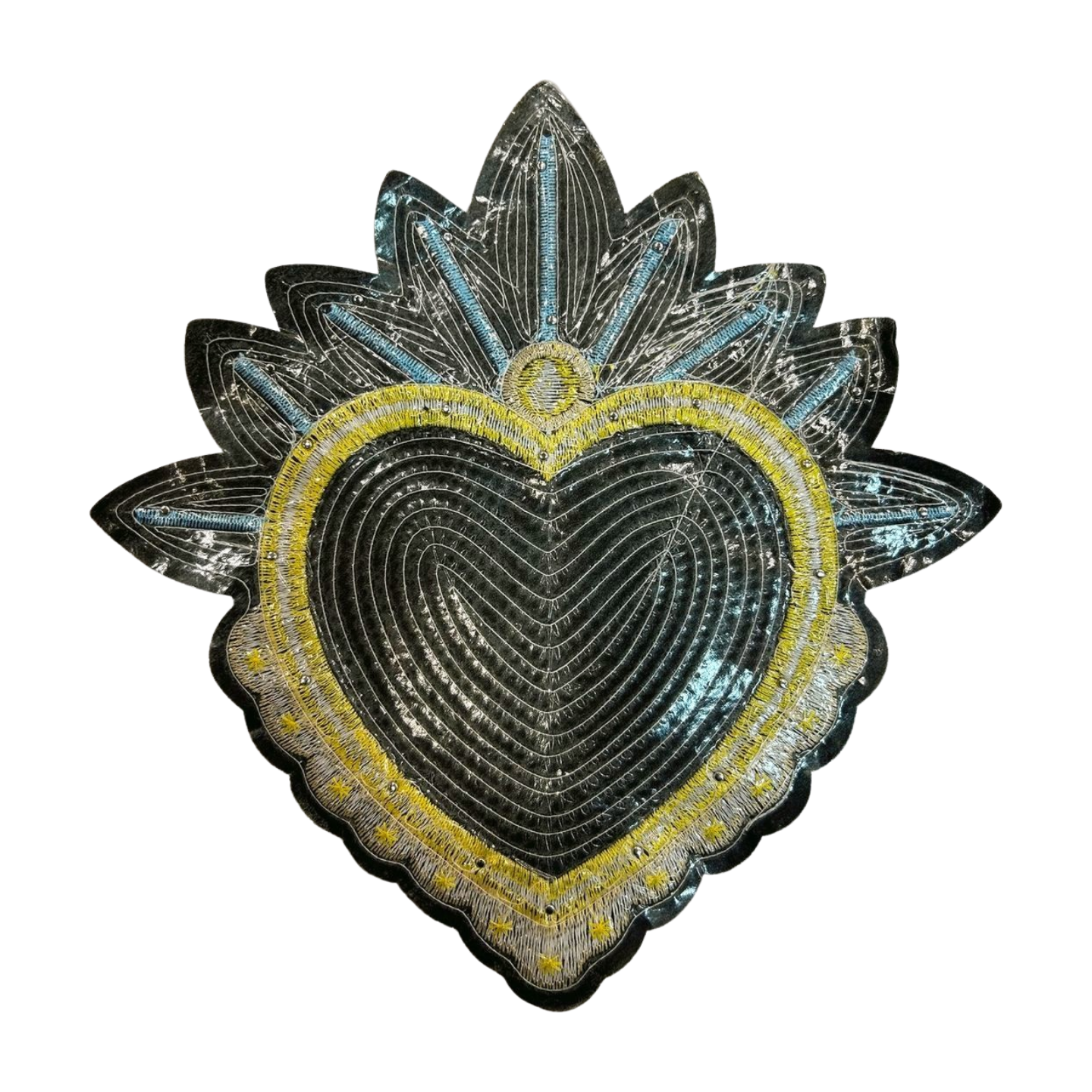 Parche Bordado Lentejuela Termoadhesivo Corazón con Piedra 1 PZ C30 Ariel