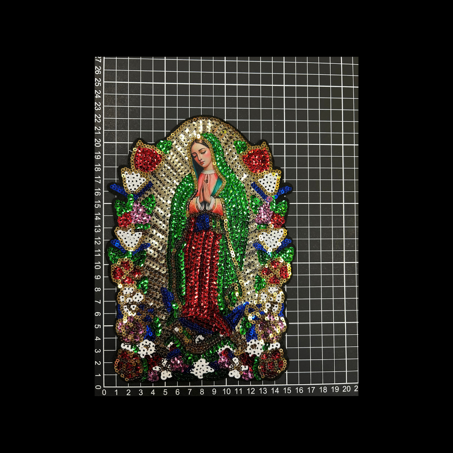 Parche Bordado Lentejuela Termoadhesivo Virgen Guadalupe 1 PZ C43 Ariel