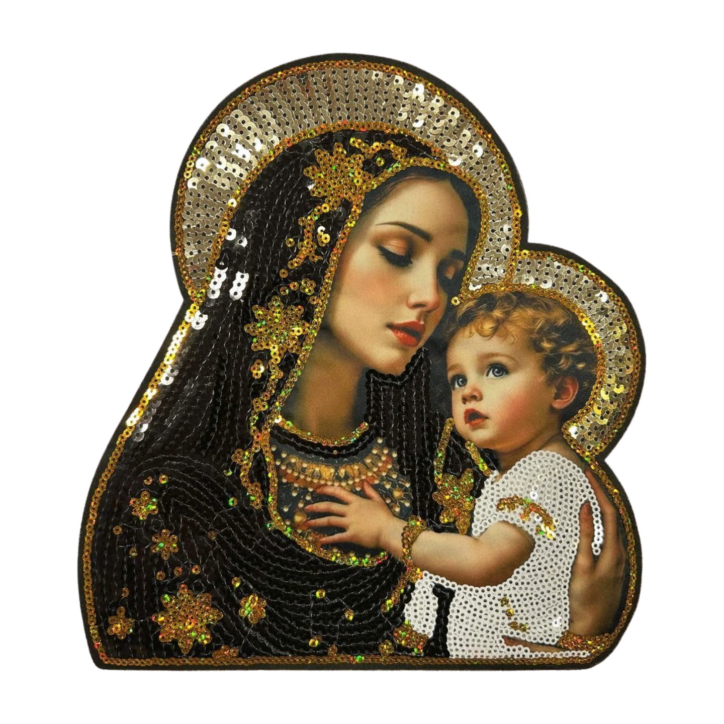Parche de Lentejuela Termoadhesivo Virgen Guadalupe Niño Jesús 1 PZ C67 Ariel
