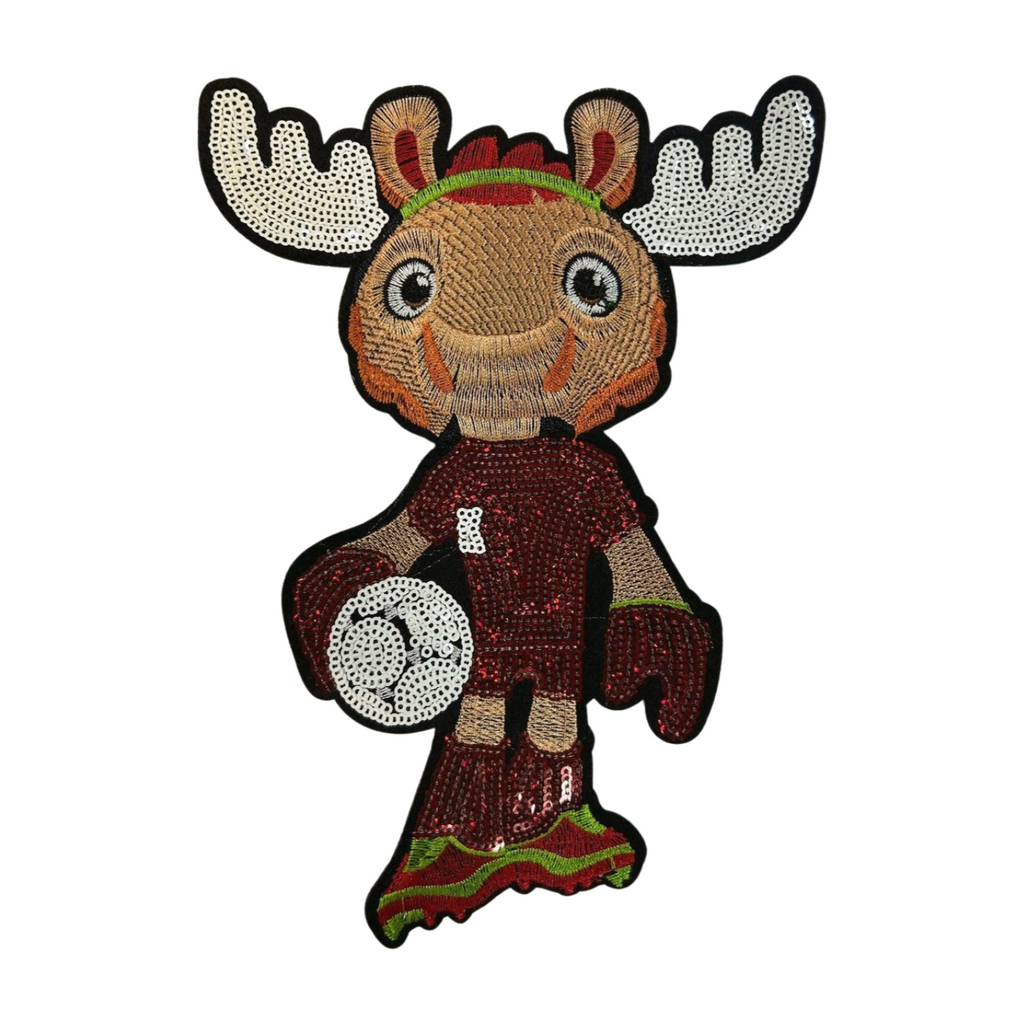 Parche Bordado Lentejuela Termoadhesivo Mascota Mundial Alce Maple 1 PZ C72 Ariel