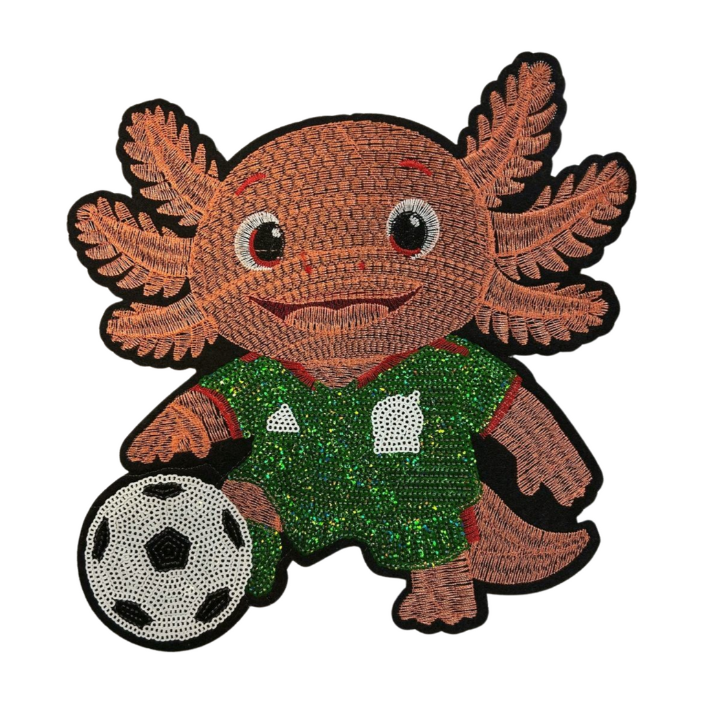 Parche Bordado Lentejuela Termoadhesivo Mascota Mundial Ajolote 1 PZ C73 Ariel