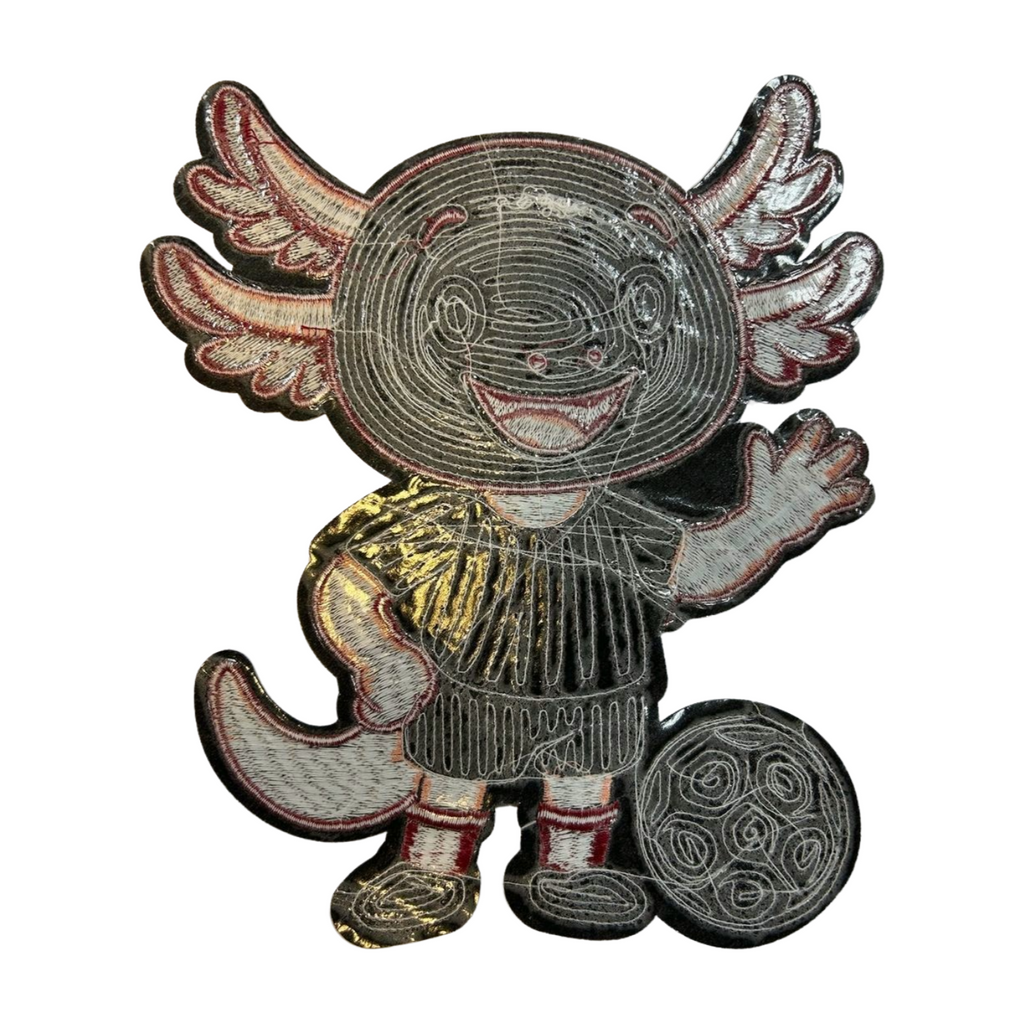 Parche Bordado Lentejuela Termoadhesivo Mascota Mundial México Ajolote 1 PZ C74 Ariel