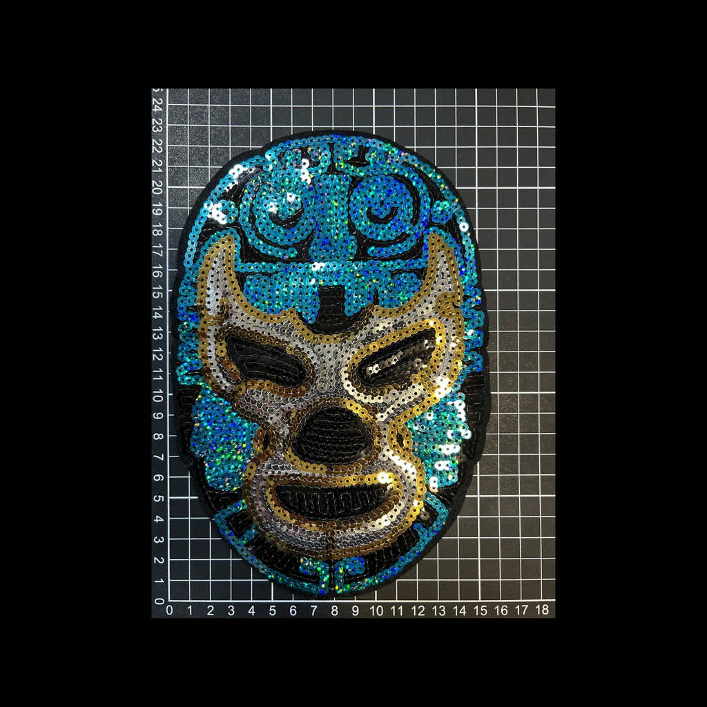 Parche Bordado Lentejuela Artesanal Termoadhesivo Blue Demon 1 PZ C84 - Peletería León