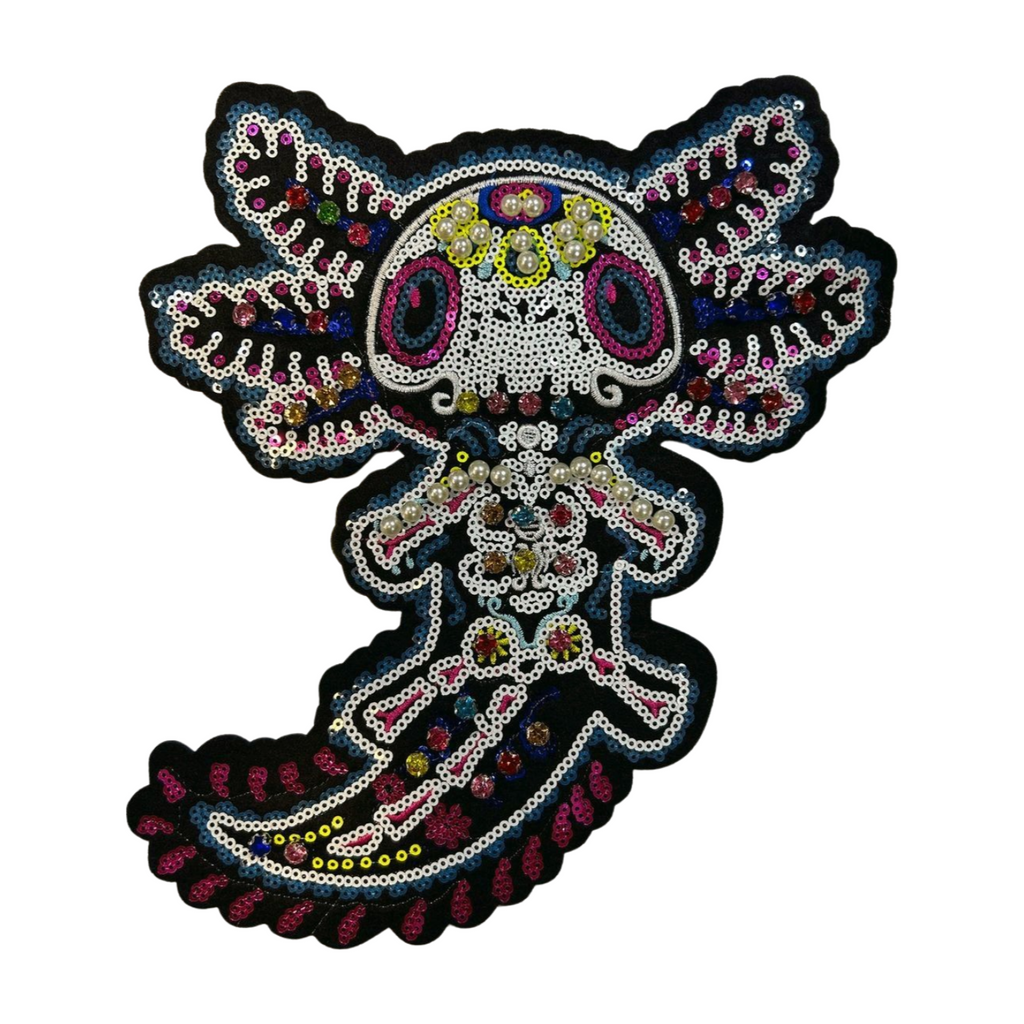 Parche Bordado Lentejuela Pedrería Artesanal Termoadhesivo Ajolote 1 PZ C85 - Peletería León