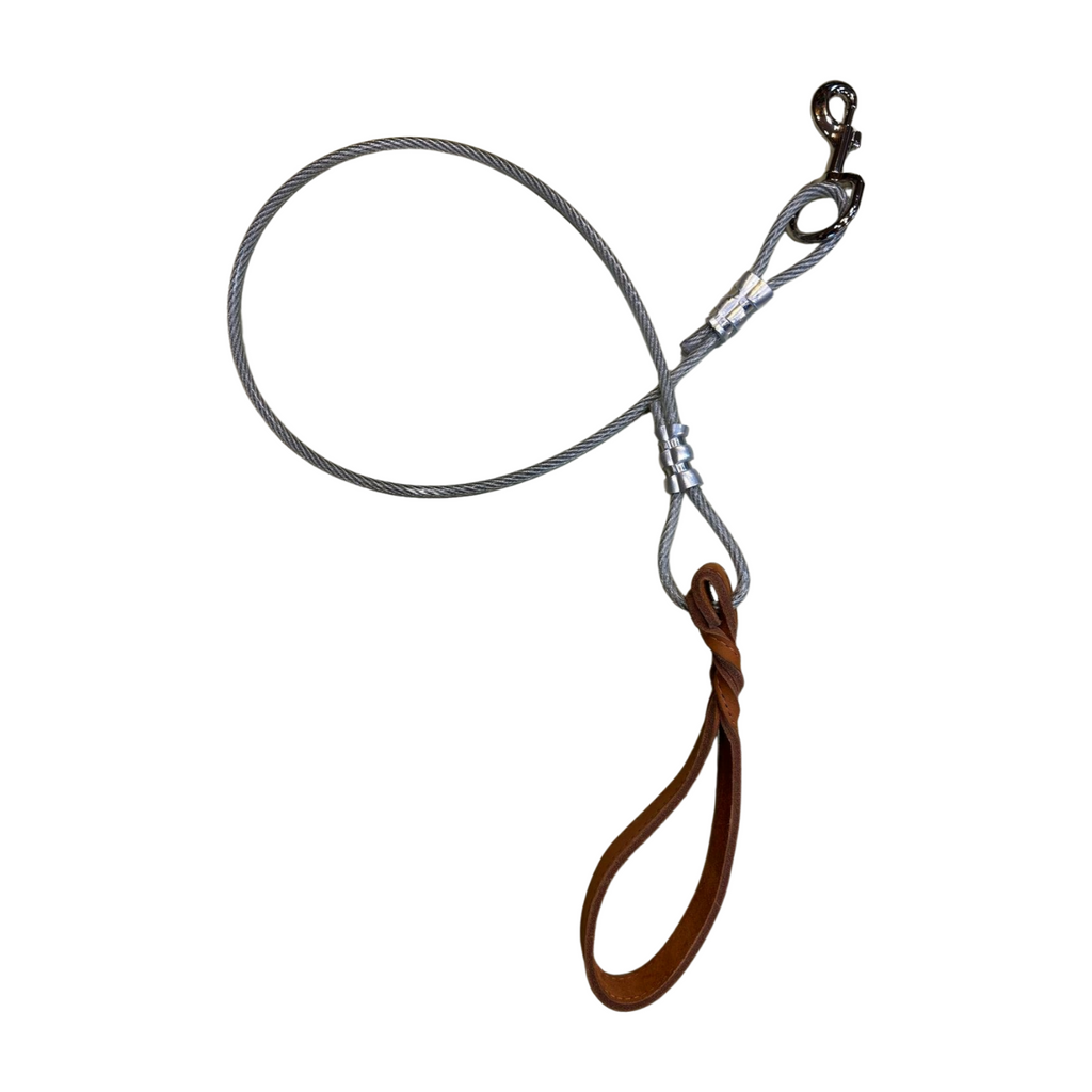 Correa Para Perro Reforzada Cable De Acero Uso Rudo Asa Piel Natural Miguel