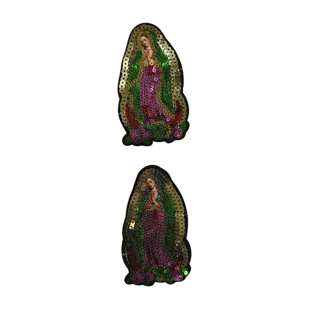 Parche Bordado Lentejuela Termoadhesivo Artesanal Virgen Guadalupe Pequeña 2 PZ CH483 Fabian