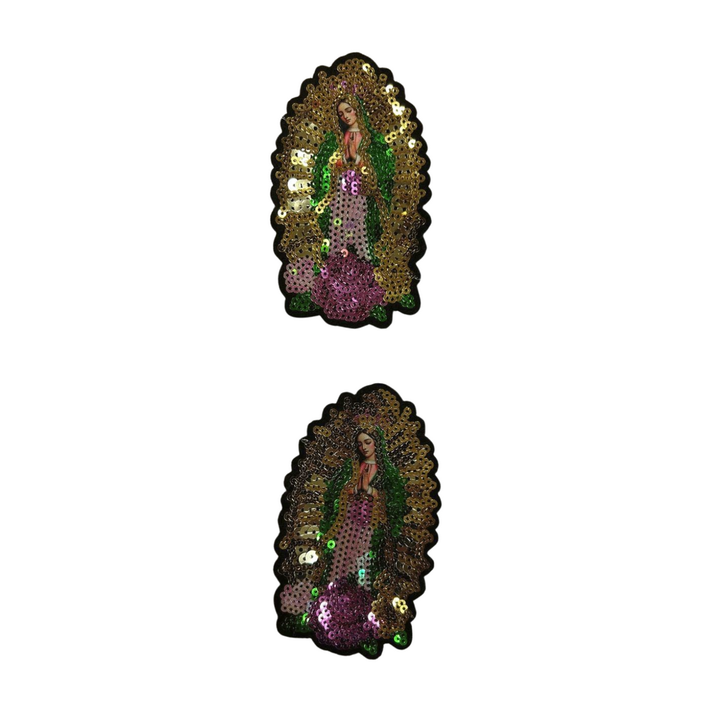 Parche Bordado Lentejuela Termoadhesivo Artesanal Virgen Guadalupe Pequeña 2 PZ CH484 Fabian