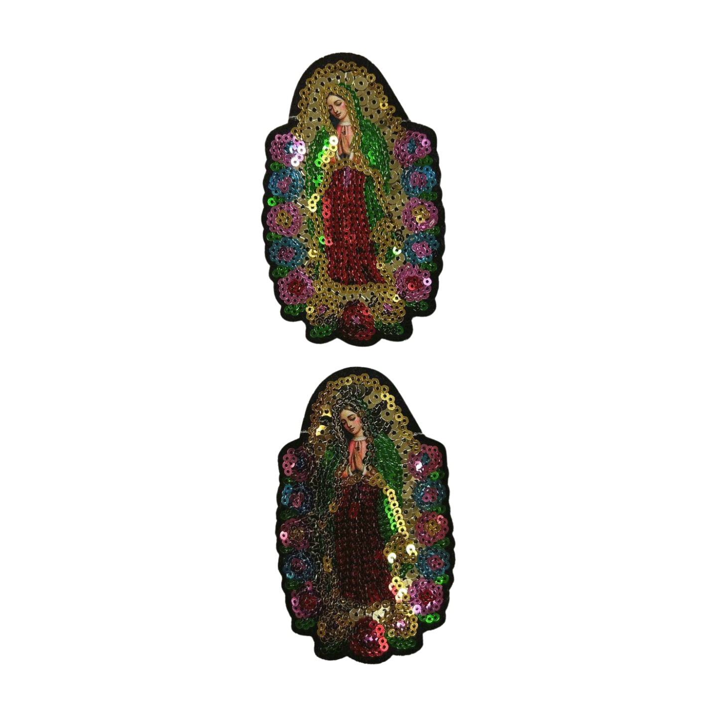 Parche Bordado Lentejuela Termoadhesivo Artesanal Virgen Guadalupe Pequeña 2 PZ CH485 Fabian