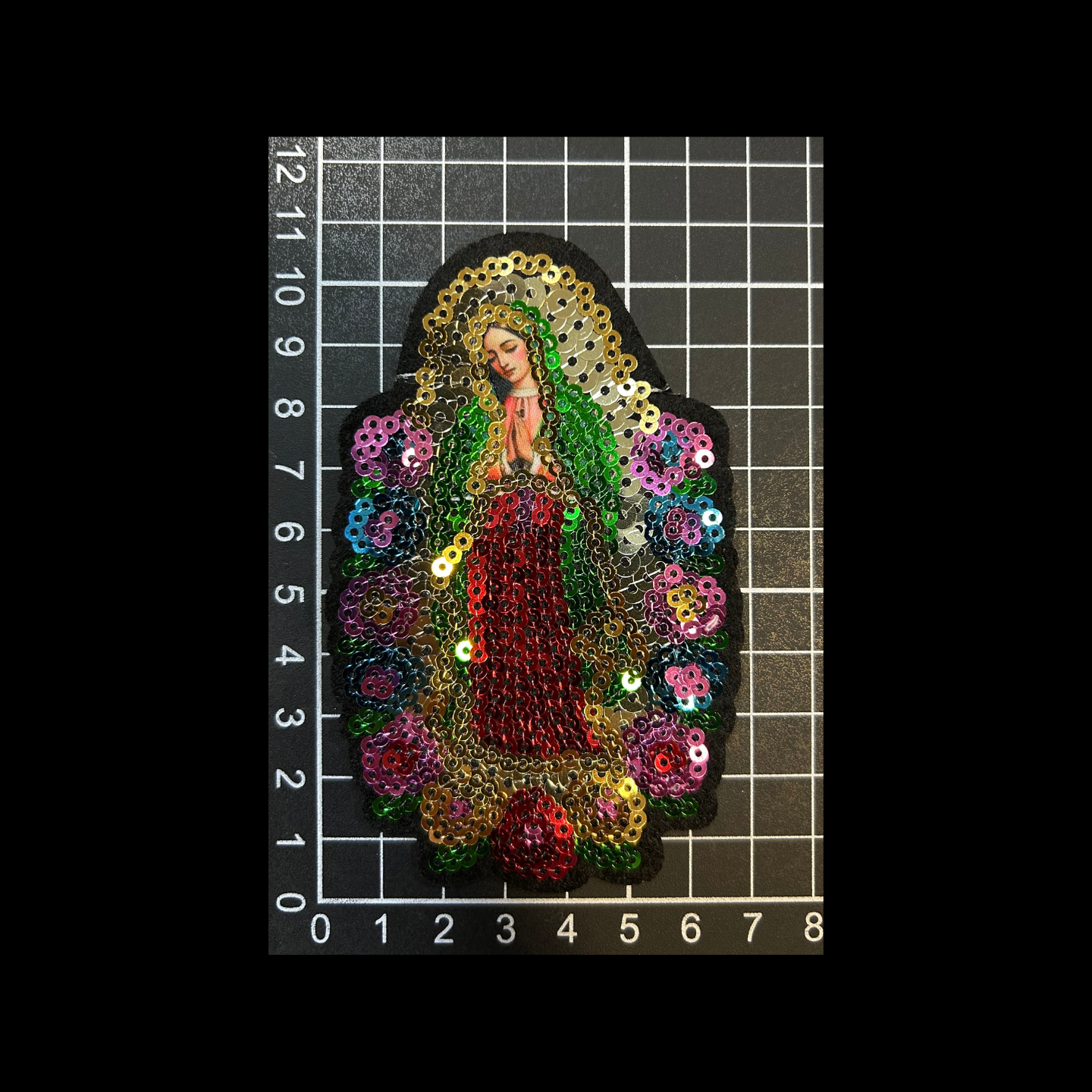 Parche Bordado Lentejuela Termoadhesivo Artesanal Virgen Guadalupe Pequeña 2 PZ CH485 Fabian