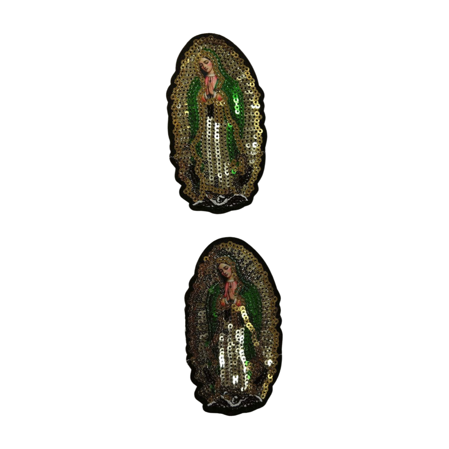 Parche Bordado Lentejuela Termoadhesivo Artesanal Virgen Guadalupe Pequeña 2 PZ CH486 Fabian