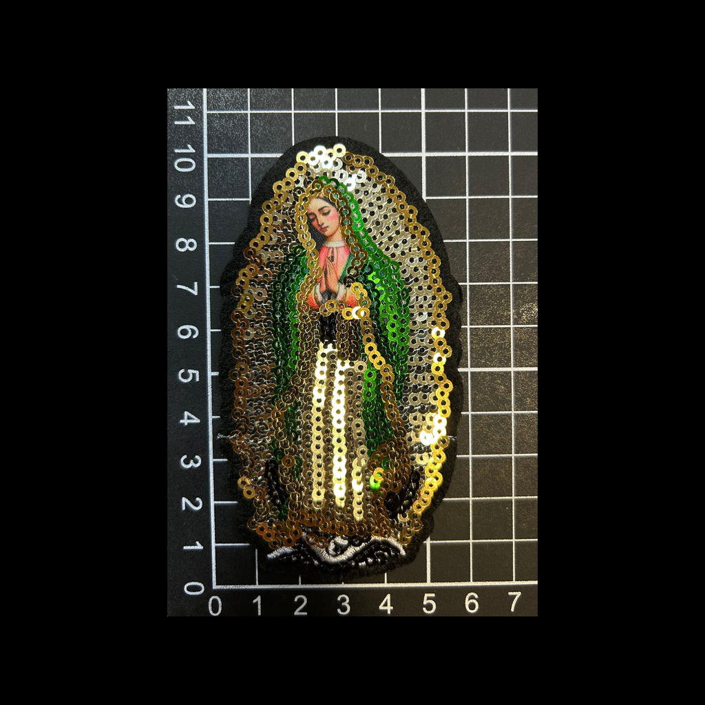 Parche Bordado Lentejuela Termoadhesivo Artesanal Virgen Guadalupe Pequeña 2 PZ CH486 Fabian