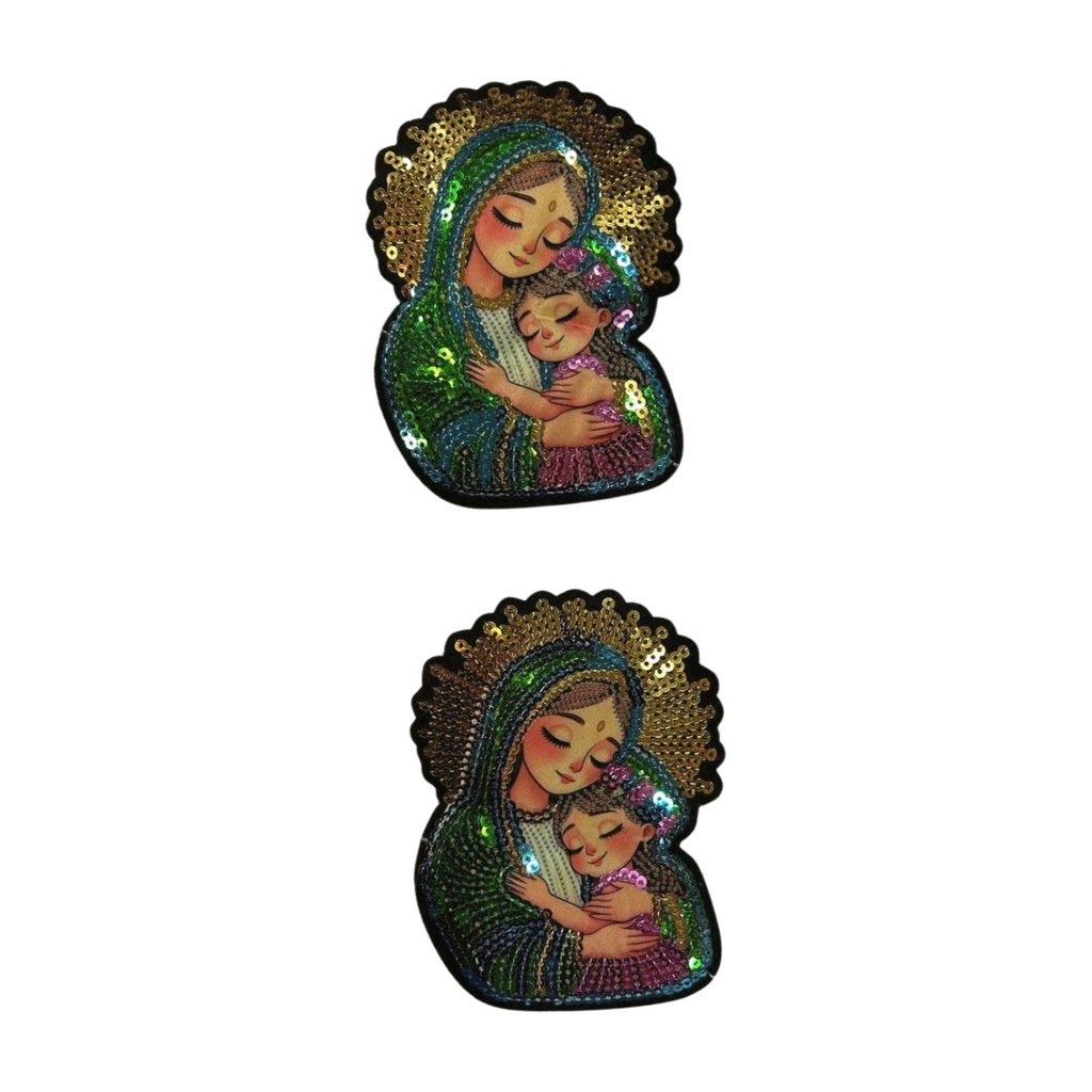 Parche Bordado Lentejuela Termoadhesivo Artesanal Virgen Guadalupe Pequeña 2 PZ CH490 Fabian