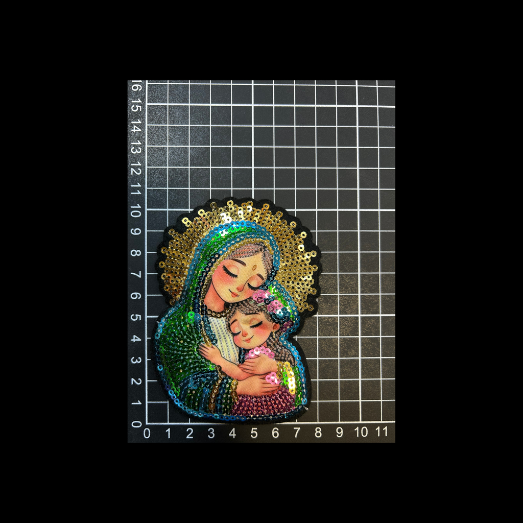 Parche Bordado Lentejuela Termoadhesivo Artesanal Virgen Guadalupe Pequeña 2 PZ CH490 Fabian