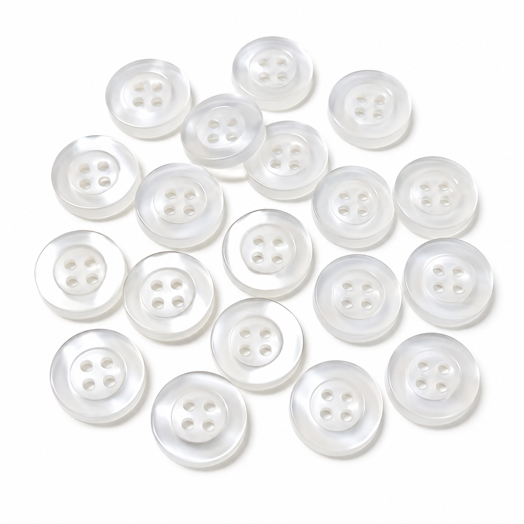Botón Pasta 4 Hoyos Paq 1728pz Transparente Blanco Henry