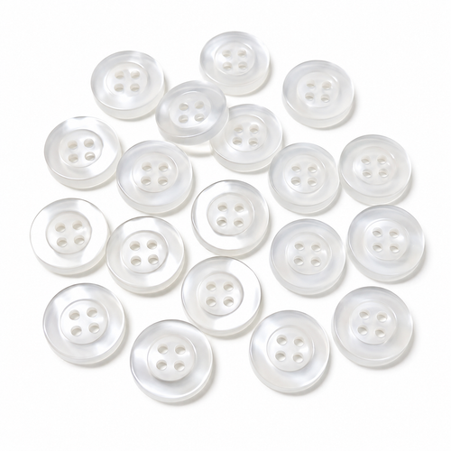 Botón Pasta 4 Hoyos Paq 1728pz Transparente Blanco Henry