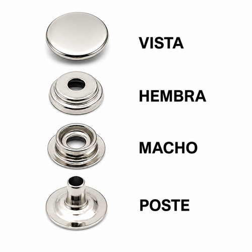 Broche Rt Presión Acero Níquel 1000pzs 15mm Ideal