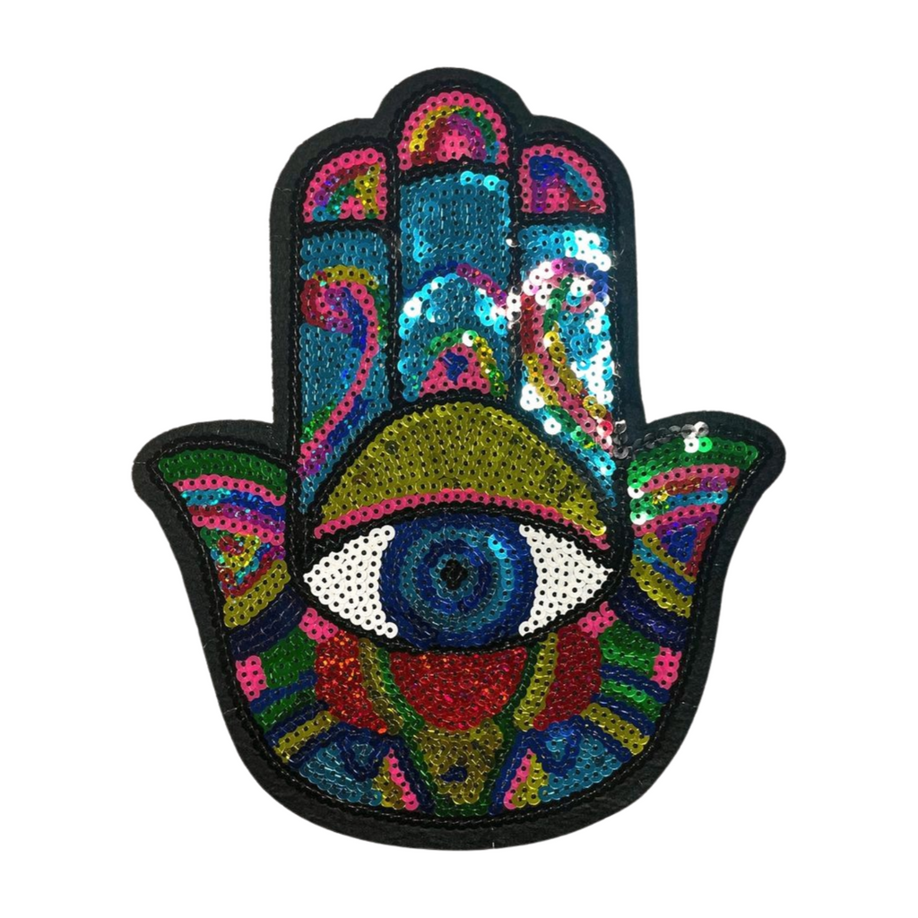 Parche Bordado Lentejuela Termoadhesivo Mano Fátima 1 PZ E3 - Peletería León
