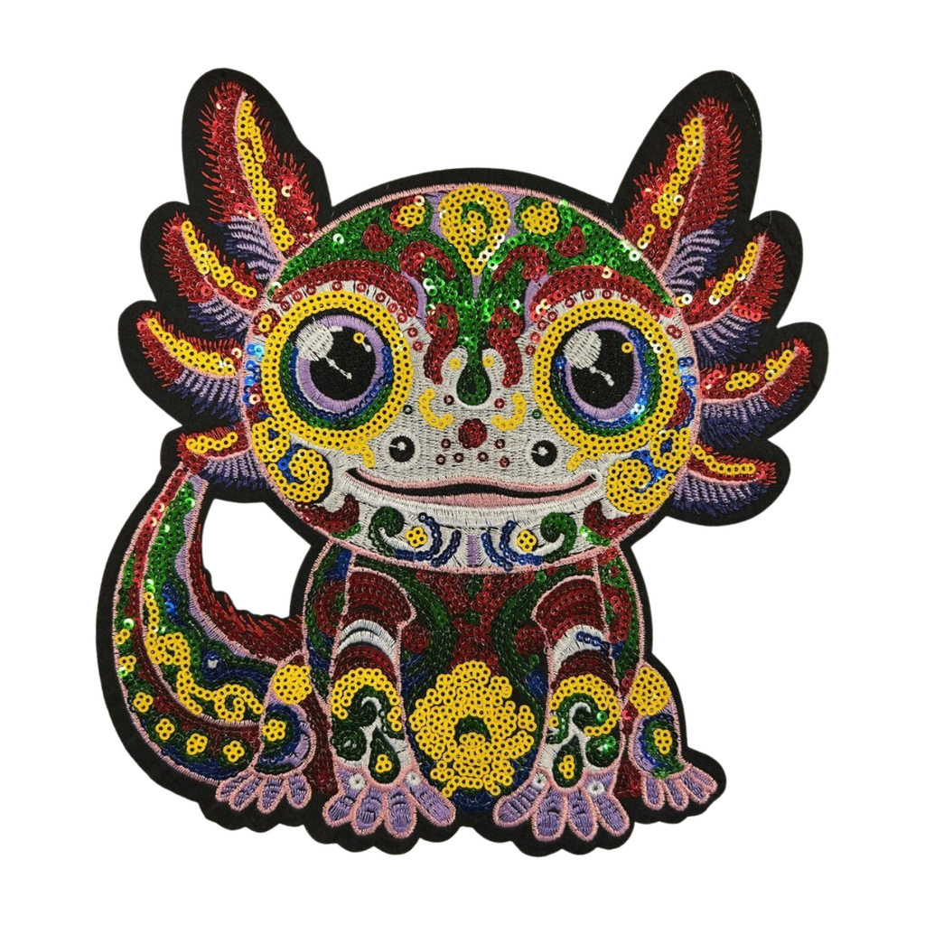 Parche Bordado Lentejuela Termoadhesivo Ajolote Colorido 1 PZ M71 Ariel