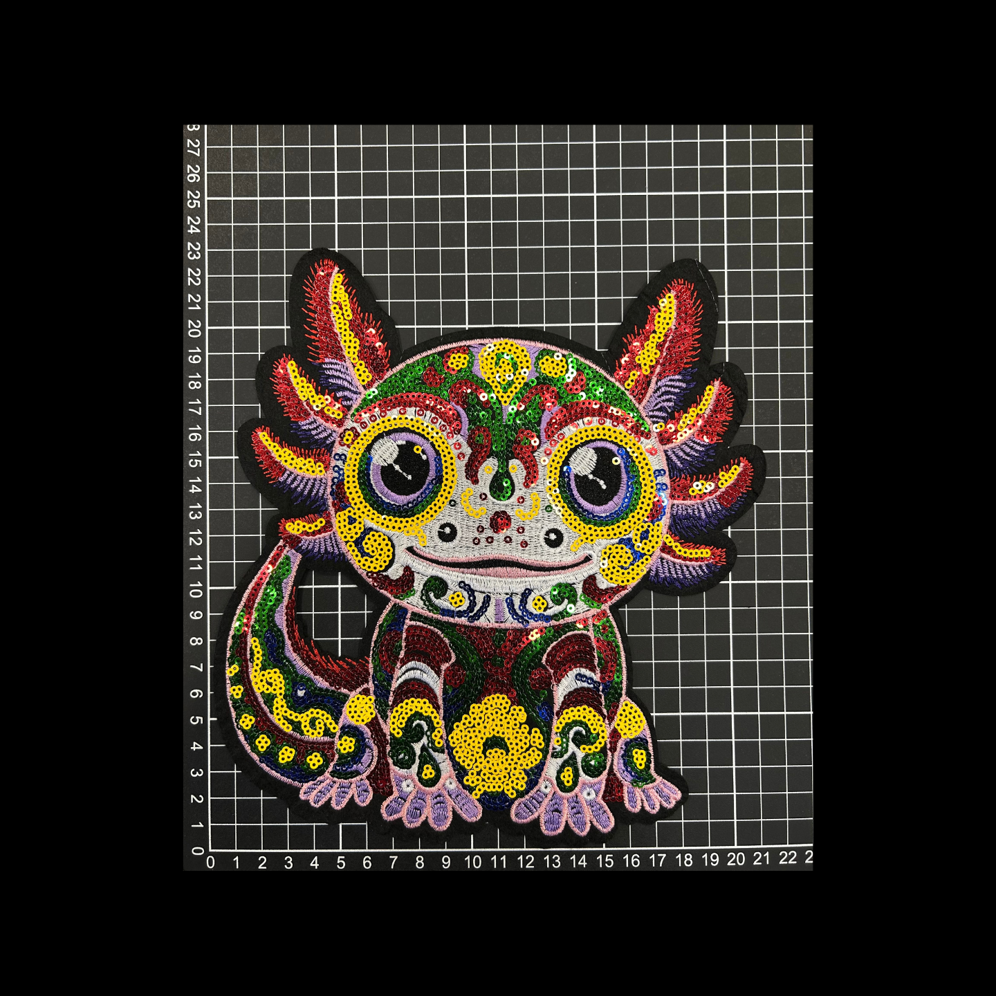 Parche Bordado Lentejuela Termoadhesivo Ajolote Colorido 1 PZ M71 Ariel