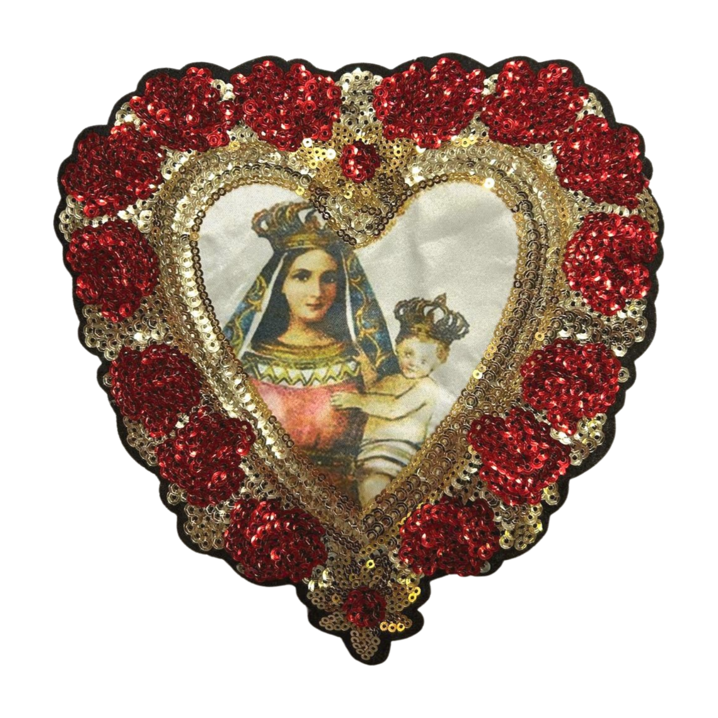 Parche Bordado Lentejuela Termoadhesivo Corazón Virgen 1 PZ N50 Ariel