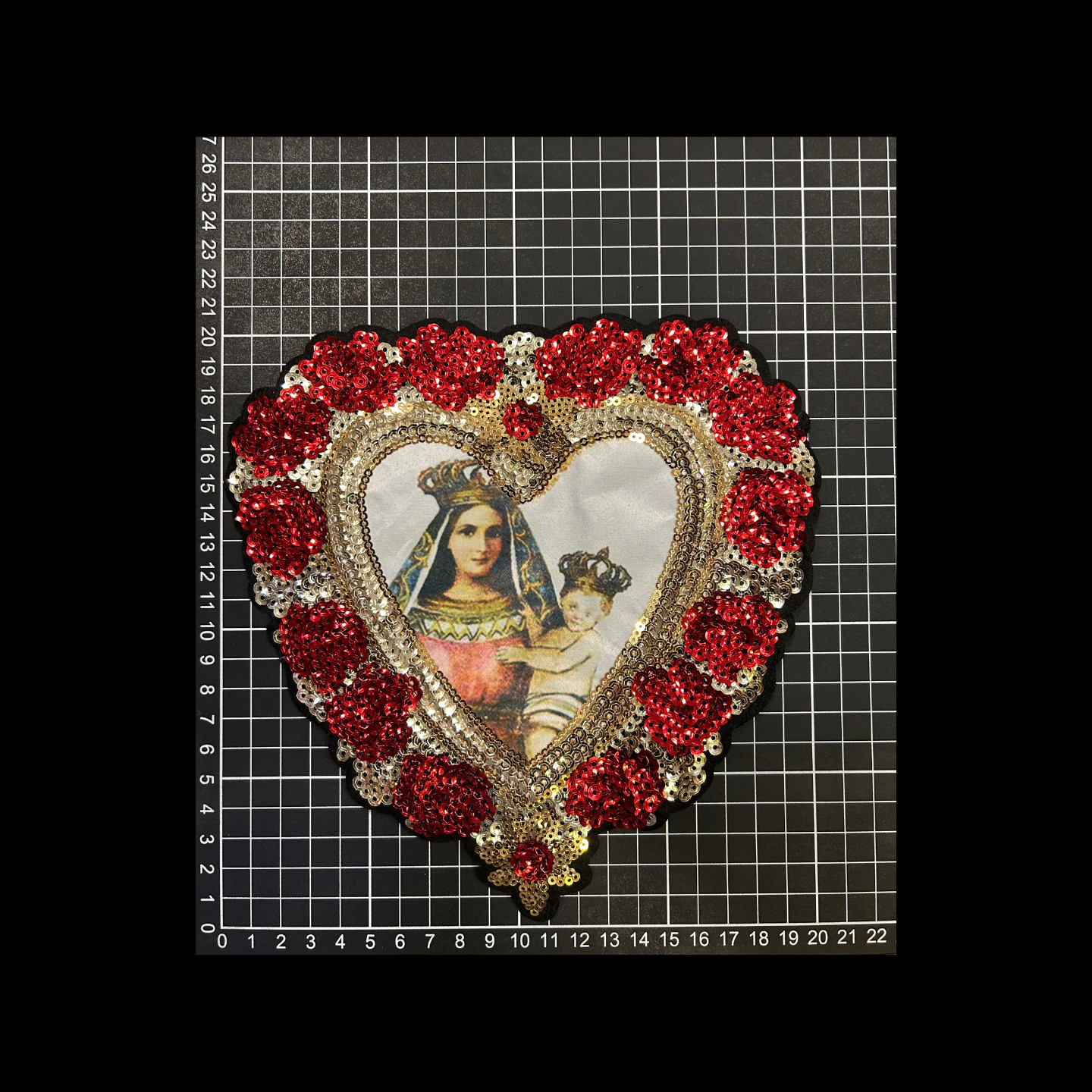 Parche Bordado Lentejuela Termoadhesivo Corazón Virgen 1 PZ N50 Ariel