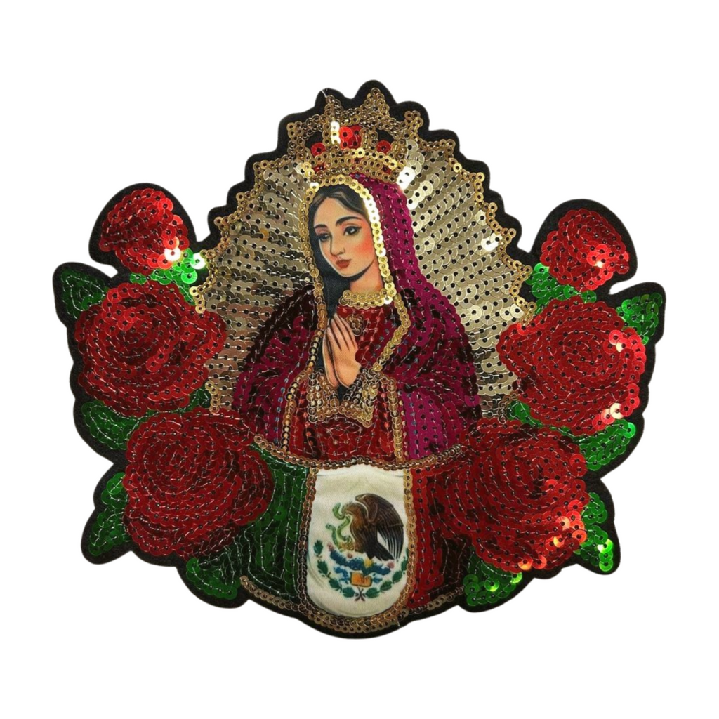Parche Bordado Lentejuela Termoadhesivo Virgen Mexicana 1 PZ N52 Ariel