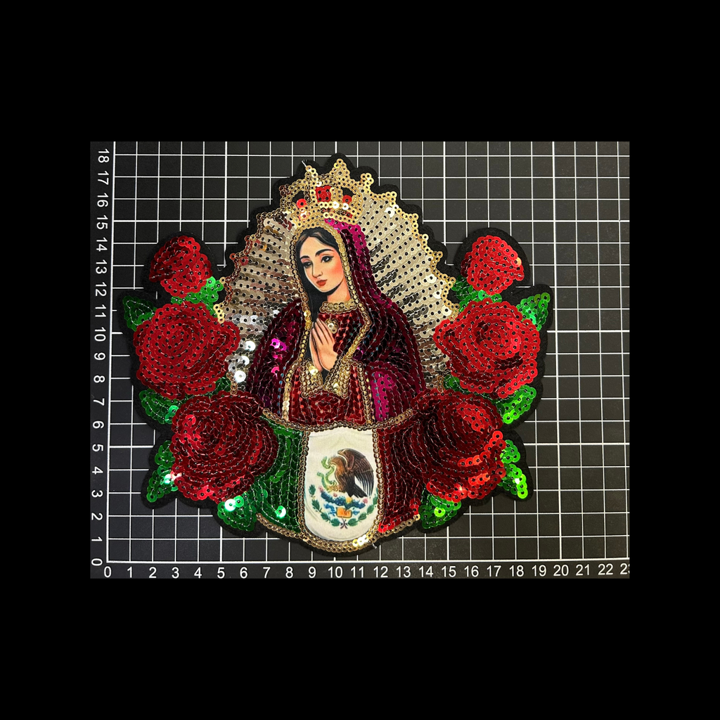 Parche Bordado Lentejuela Termoadhesivo Virgen Mexicana 1 PZ N52 Ariel