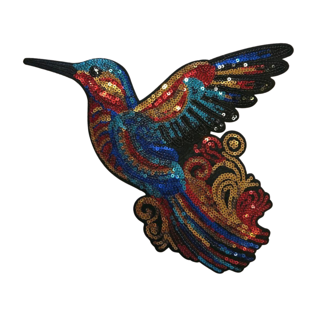 Parche Bordado Lentejuela Termoadhesivo Colibrí Colorido 1 PZ N53 Ariel