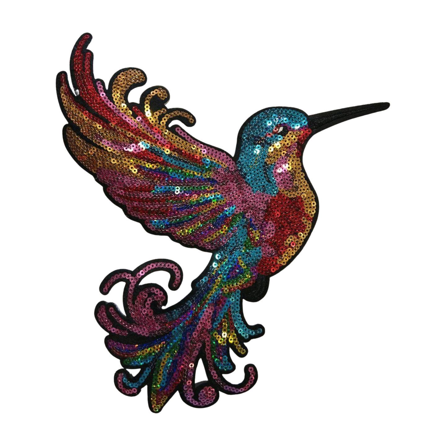 Parche Bordado Lentejuela Termoadhesivo Colibrí Colorido 1 PZ N54 Ariel