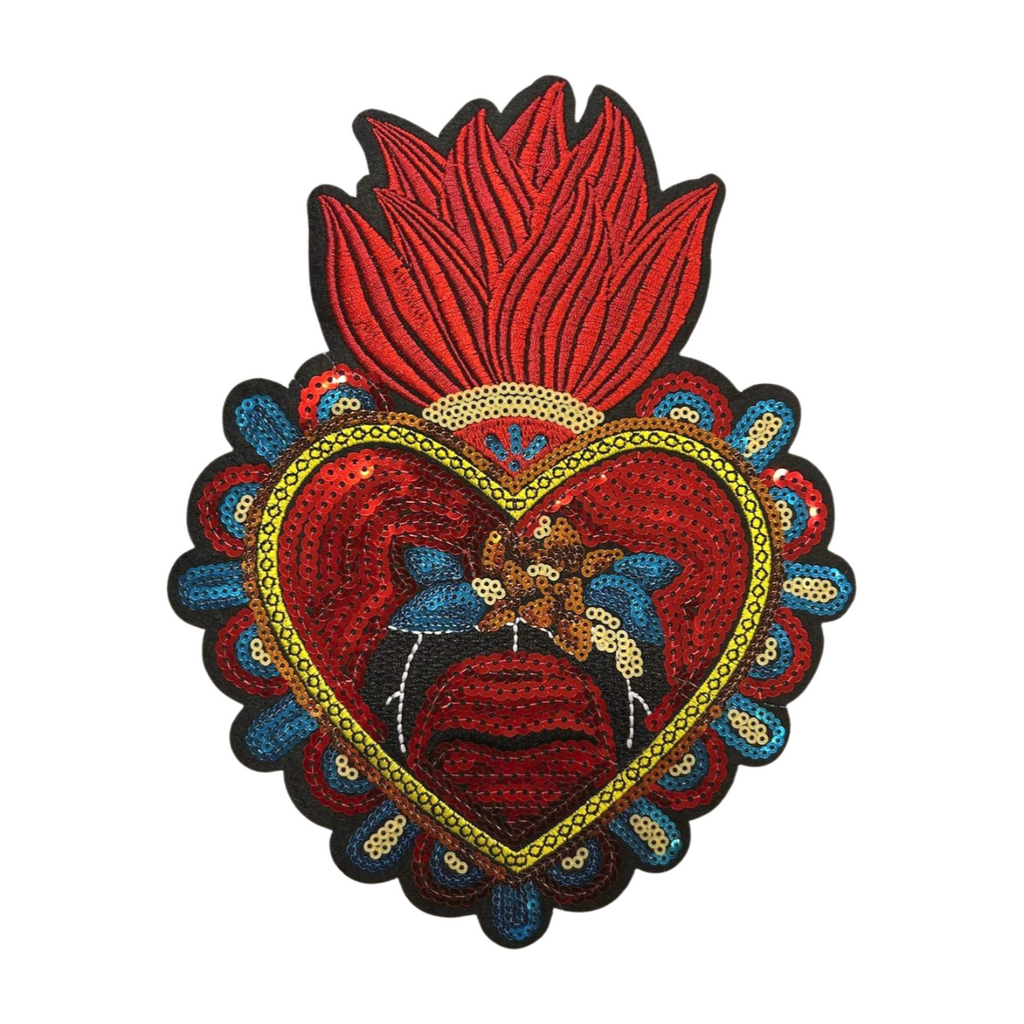 Parche Bordado Lentejuela Termoadhesivo Sagrado Corazón 1 PZ N55 Ariel