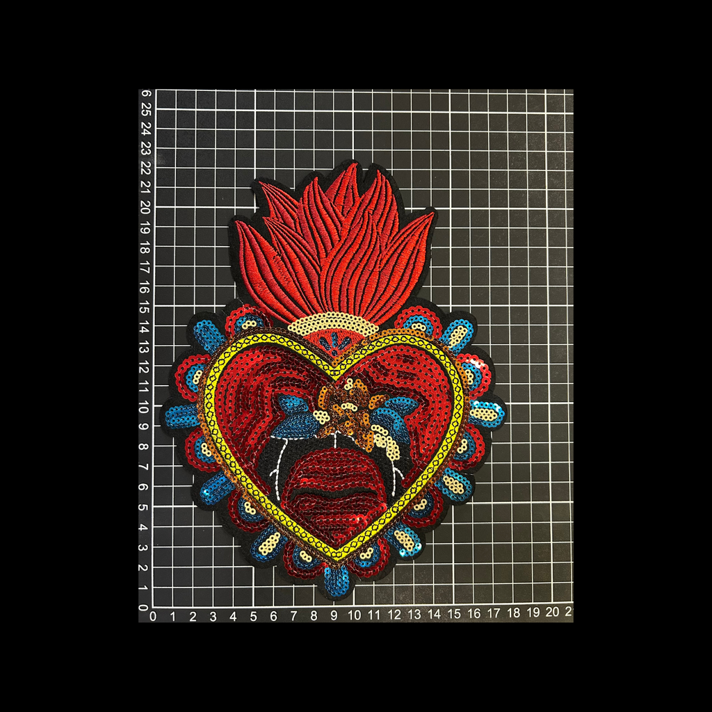 Parche Bordado Lentejuela Termoadhesivo Sagrado Corazón 1 PZ N55 Ariel