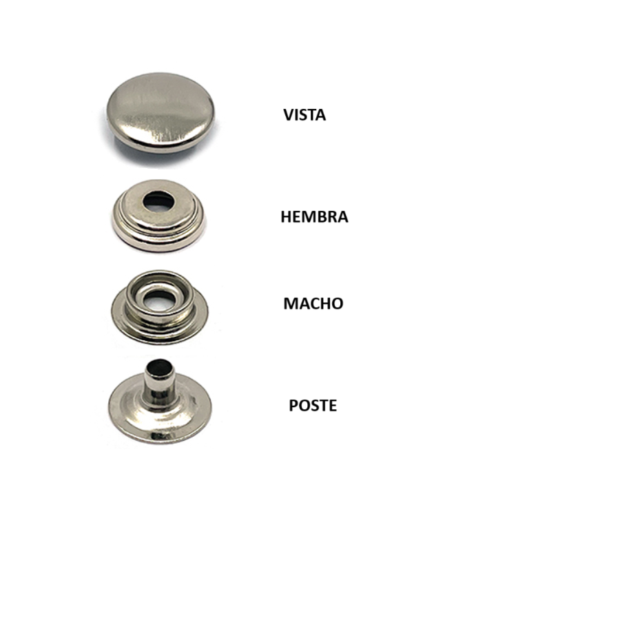 Broche Rt Presión Acero Níquel 100 pz 15mm Ideal