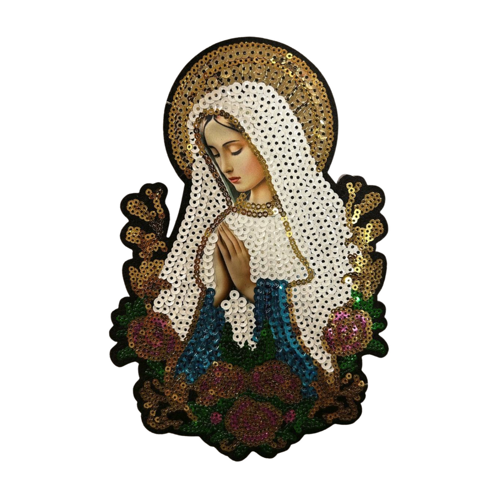 Parche Bordado Lentejuela Termoadhesivo Virgen Guadalupe 1 PZ T3 - Peletería León