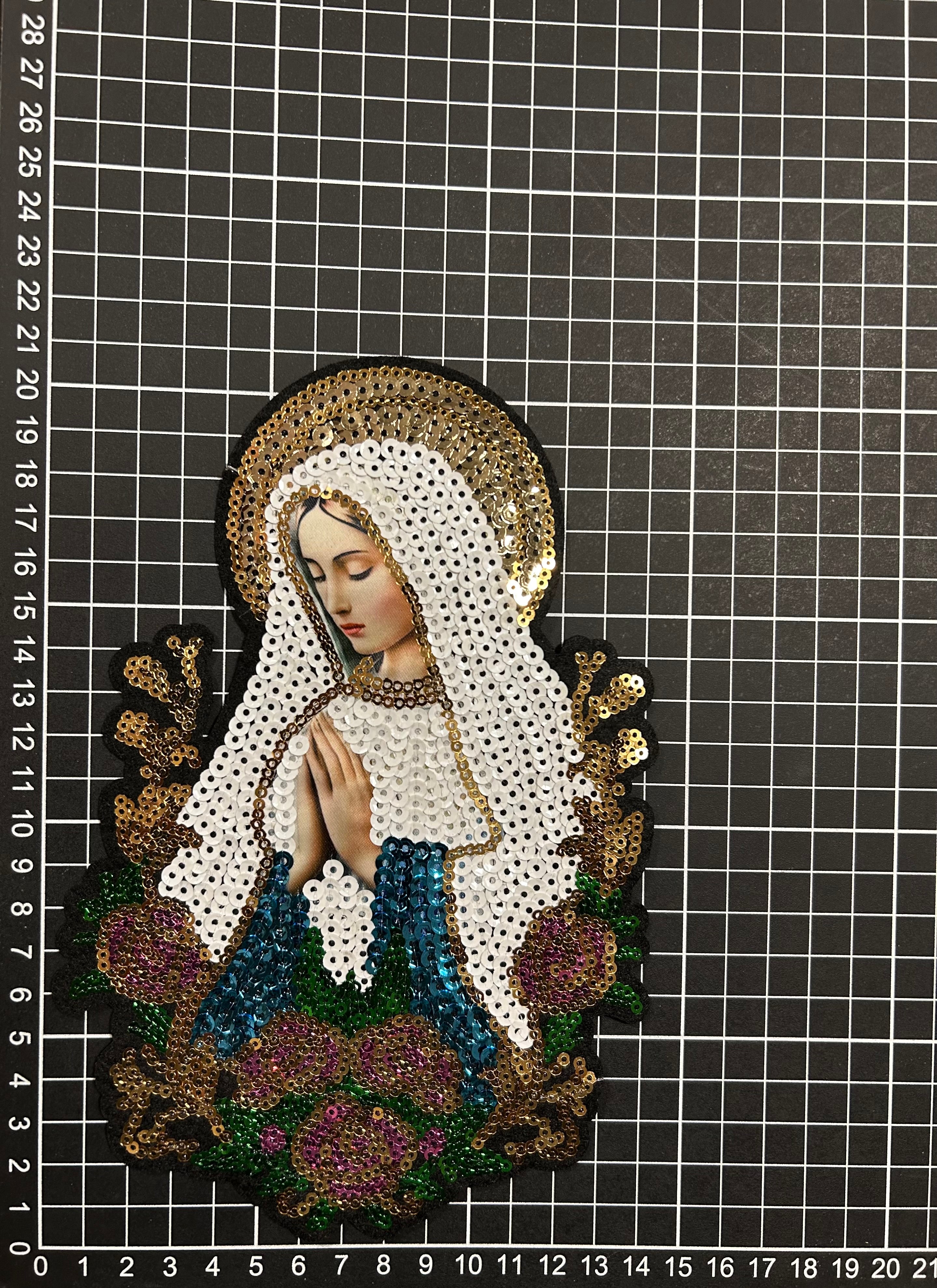 Parche Bordado Lentejuela Termoadhesivo Virgen Guadalupe 1 PZ T3 - Peletería León
