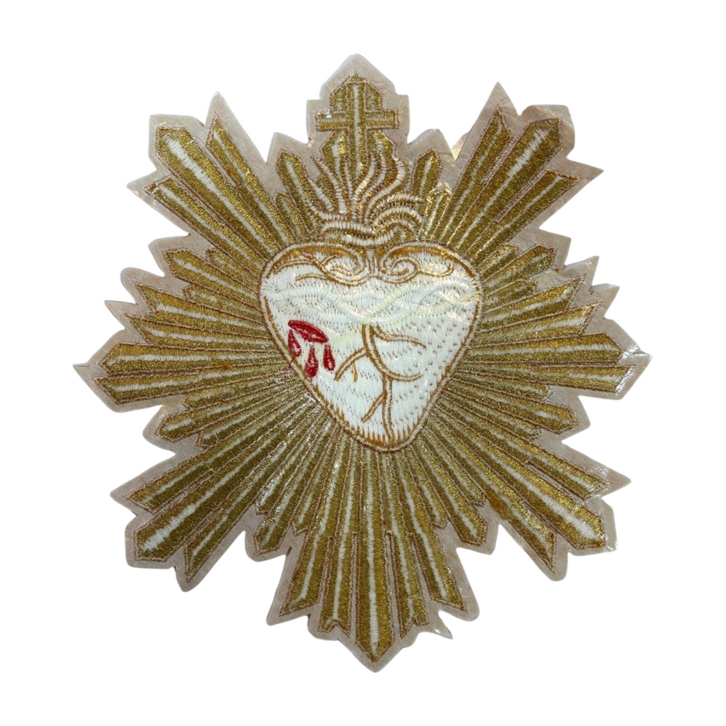 Parche Bordado Lentejuela Termoadhesivo Corazón Dorado 1 PZ T58 - Peletería León
