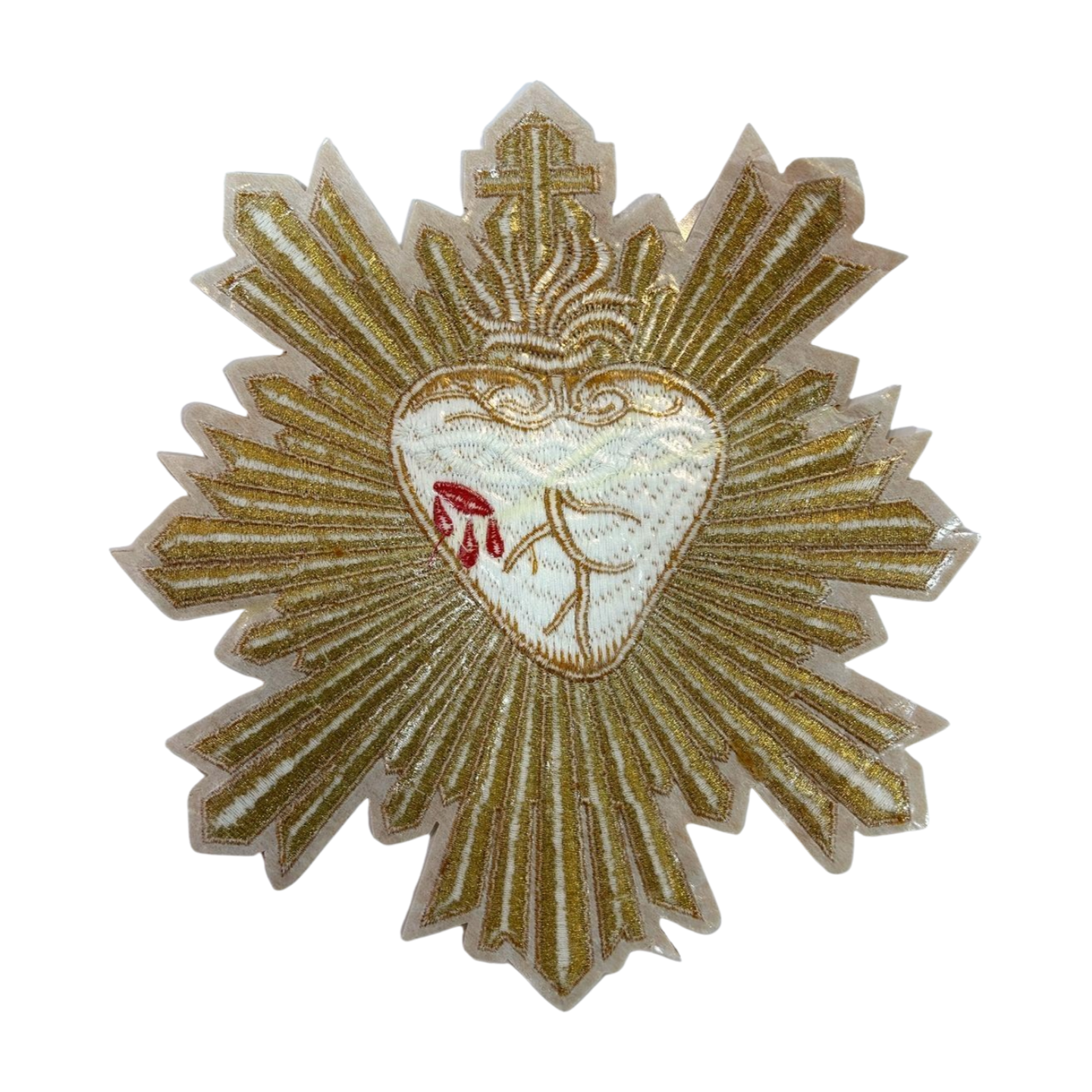 Parche Bordado Lentejuela Termoadhesivo Corazón Dorado 1 PZ T58 - Peletería León