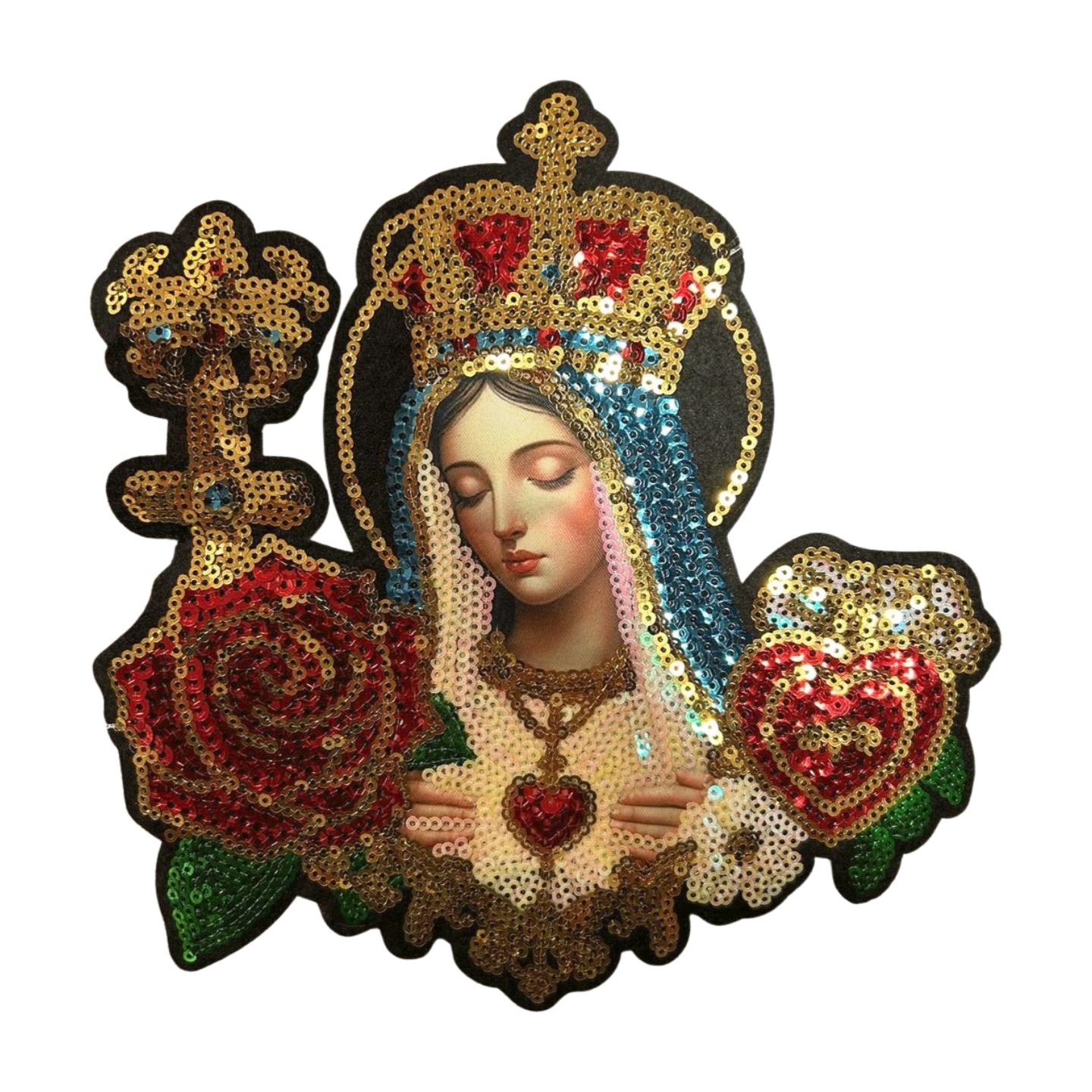 Parche Bordado Lentejuela Termoadhesivo Virgen Guadalupe 1 PZ T5 - Peletería León