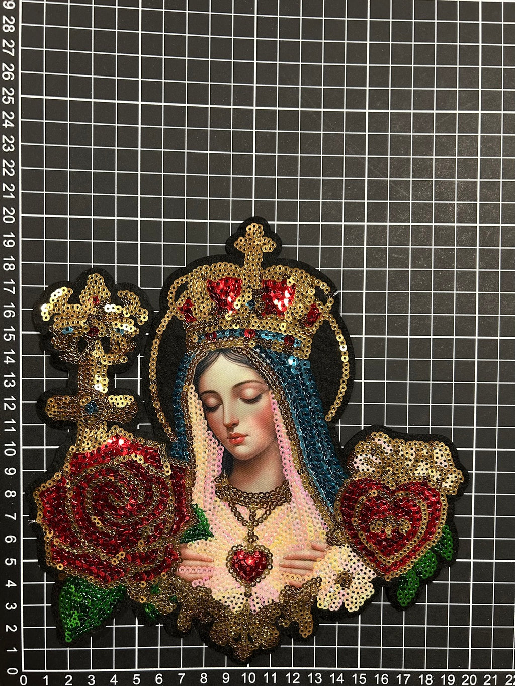 Parche Bordado Lentejuela Termoadhesivo Virgen Guadalupe 1 PZ T5 - Peletería León